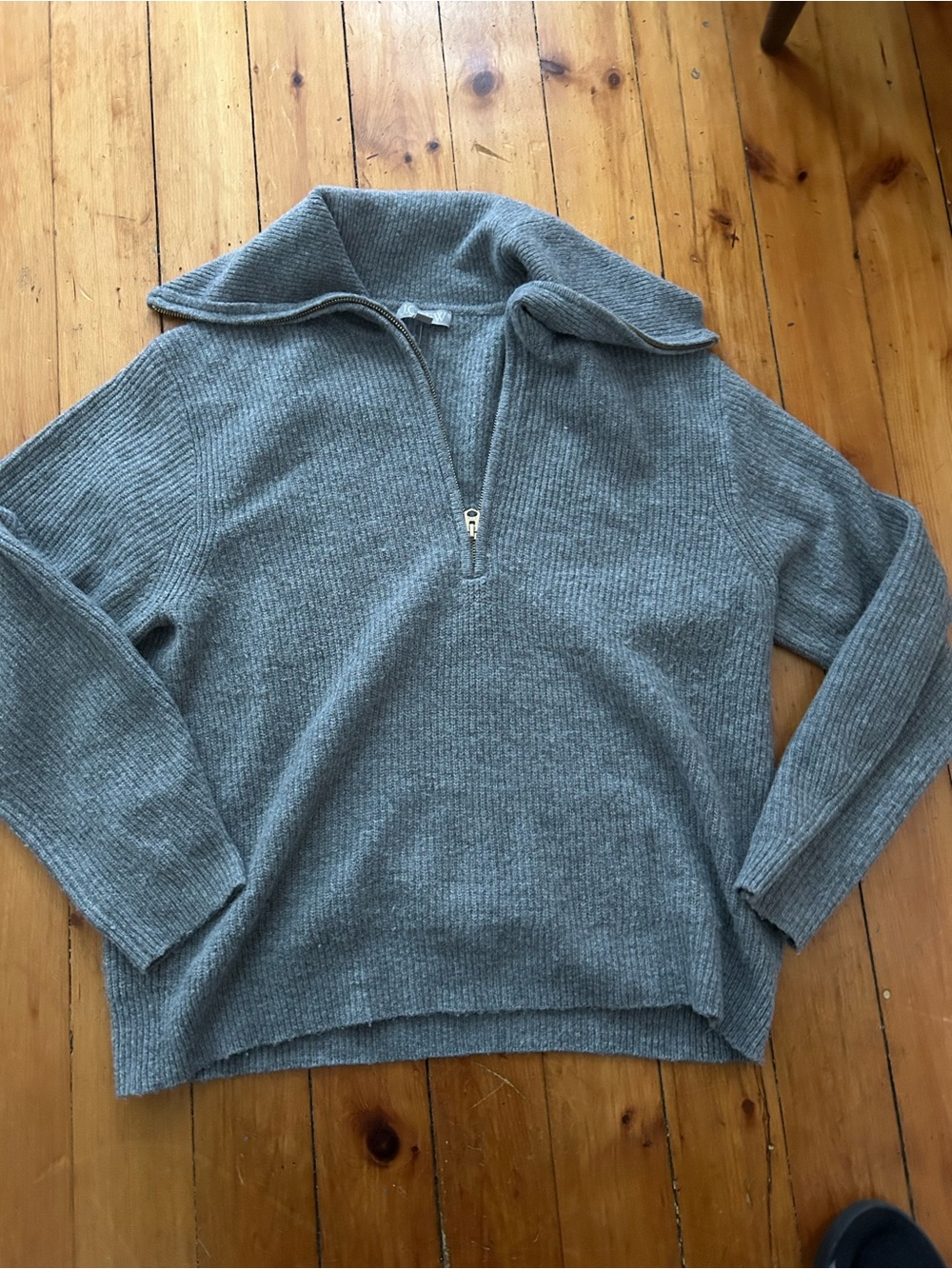 J. Crew Wool Alpaca blend gray knit sweater quarter zip collared medium